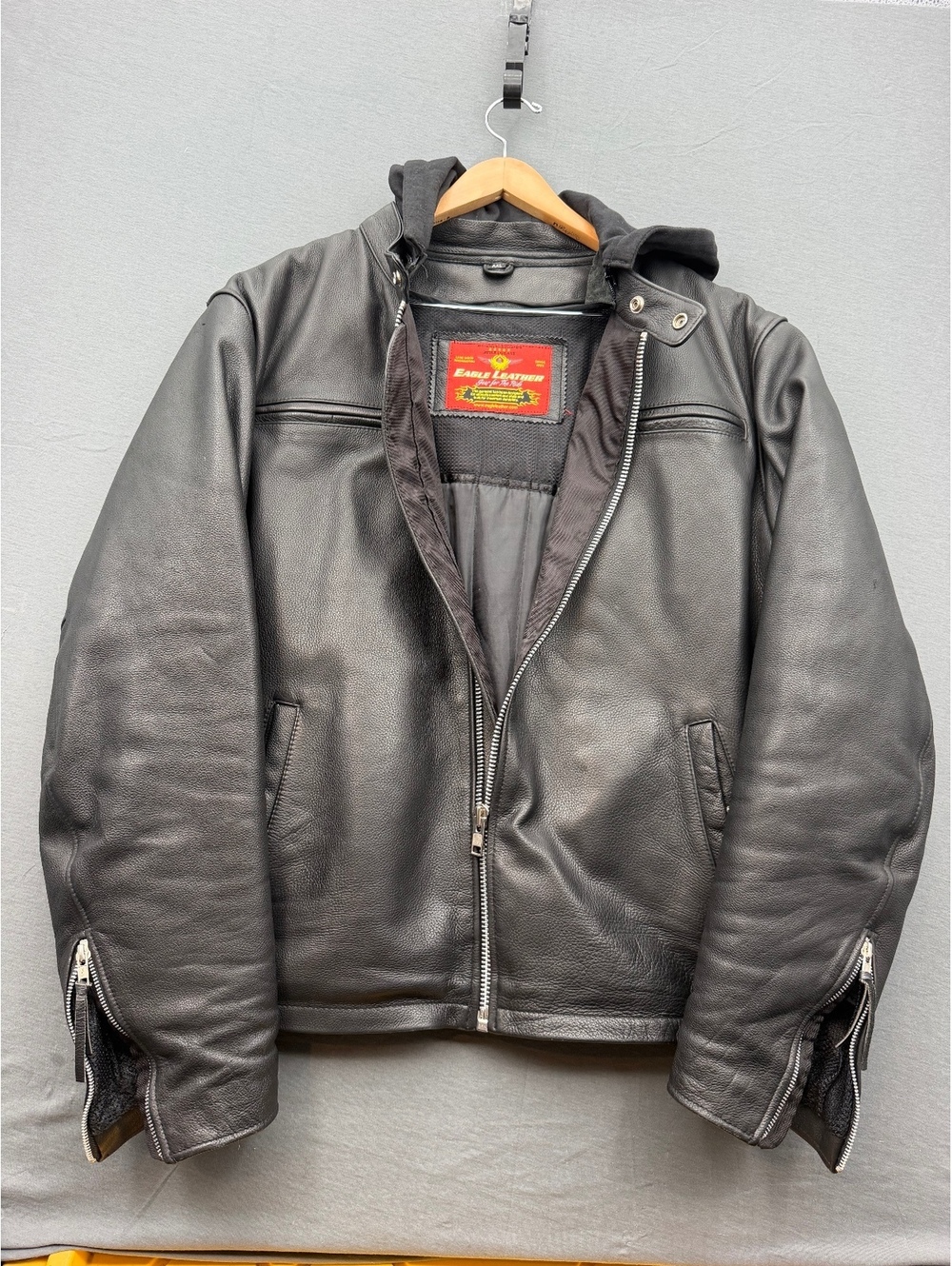 Eagle Leather Black Leather Motorcycle Jacket XXL